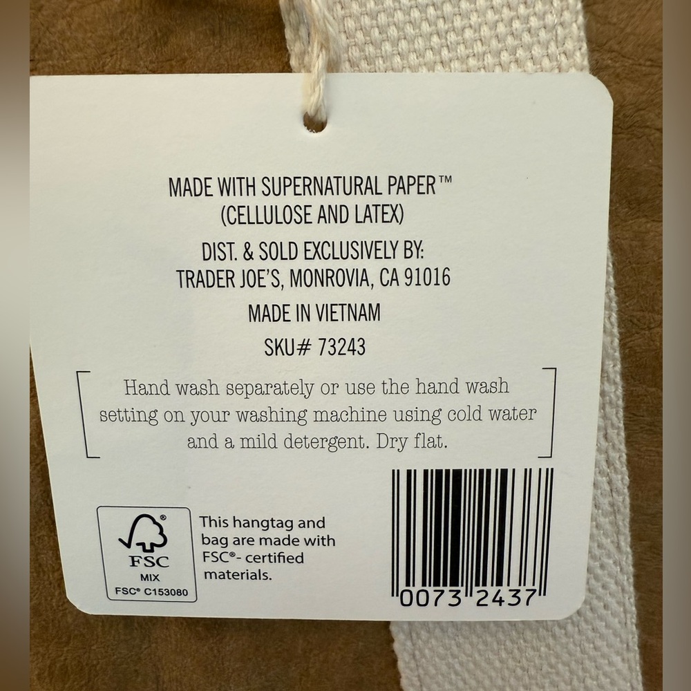 LIMITED EDITION Trader Joe’s Tote Bag w/White Band /Washable Paper / Large / NWT - Picture 4 of 4